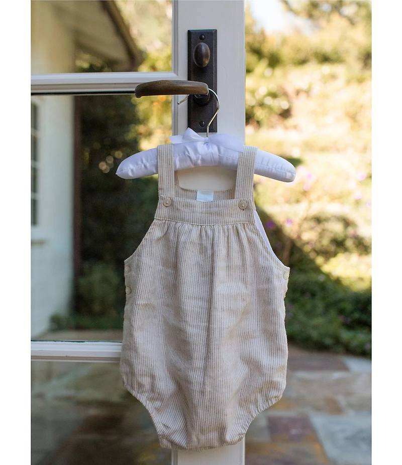 Edgehill Collection x Megan Karp Baby Boys Oliver Overall Linen Cotton Blend Top & Overall Bubble Romper Set