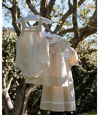 Edgehill Collection x Megan Karp Baby Boys Oliver Overall Linen Cotton Blend Top & Overall Bubble Romper Set