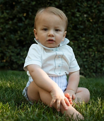 Edgehill Collection x Megan Karp Baby Boys Otto Woven Peter Pan Collar Top & Shorts Set
