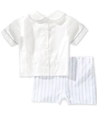Edgehill Collection x Megan Karp Baby Boys Otto Woven Peter Pan Collar Top & Shorts Set