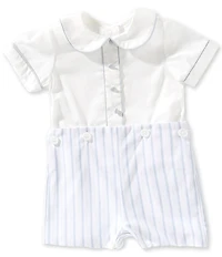 Edgehill Collection x Megan Karp Baby Boys Otto Woven Peter Pan Collar Top & Shorts Set