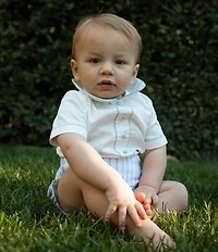 Edgehill Collection x Megan Karp Baby Boys Otto Woven Peter Pan Collar Top & Shorts Set