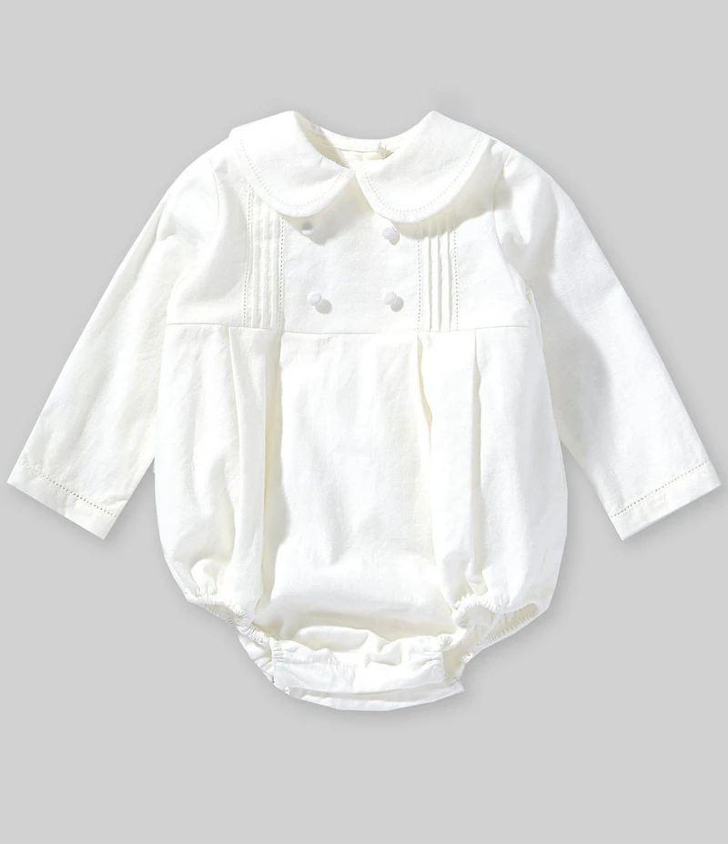 Edgehill Collection x Megan Karp Baby Boys Quinn Long Sleeve Peter Pan Collar Bubble Romper