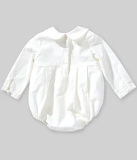 Edgehill Collection x Megan Karp Baby Boys Quinn Long Sleeve Peter Pan Collar Bubble Romper