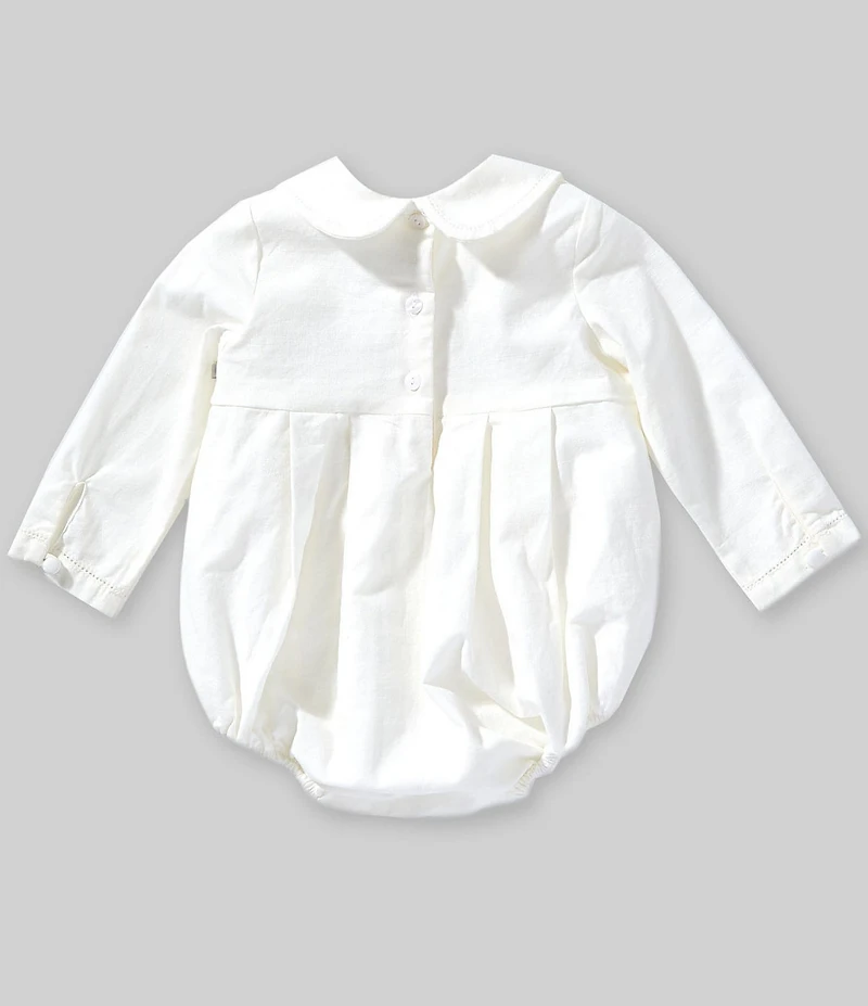 Edgehill Collection x Megan Karp Baby Boys Quinn Long Sleeve Peter Pan Collar Bubble Romper