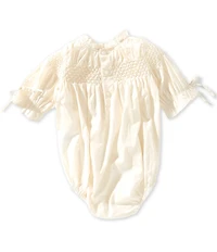 Edgehill Collection x Megan Karp Baby Girls Daphne Honeycomb Smocked Ruffle Detail Bubble Romper