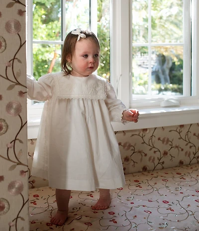 Edgehill Collection x Megan Karp Baby Girls Quinn Embroidered Detail Sailor Long Sleeve Dress