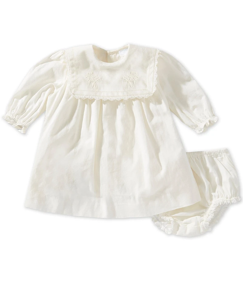 Edgehill Collection x Megan Karp Baby Girls Quinn Embroidered Detail Sailor Long Sleeve Dress