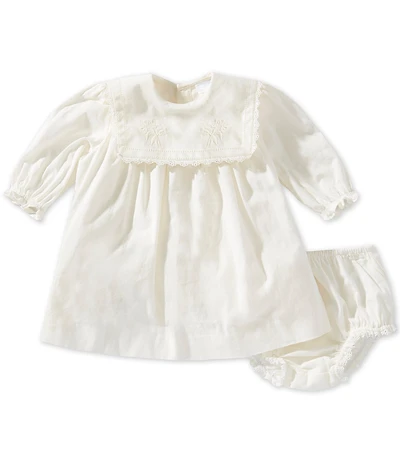 Edgehill Collection x Megan Karp Baby Girls Quinn Embroidered Detail Sailor Long Sleeve Dress