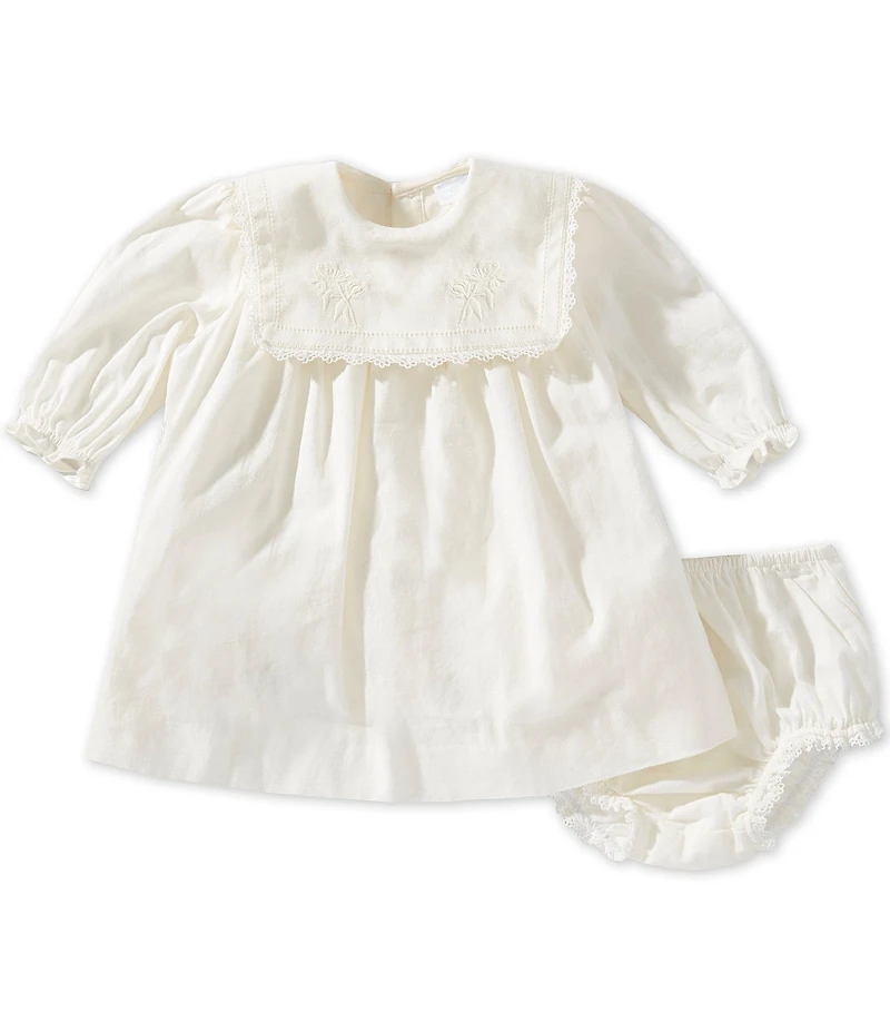 Edgehill Collection x Megan Karp Baby Girls Quinn Embroidered Detail Sailor Long Sleeve Dress