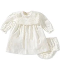 Edgehill Collection x Megan Karp Baby Girls Quinn Embroidered Detail Sailor Long Sleeve Dress