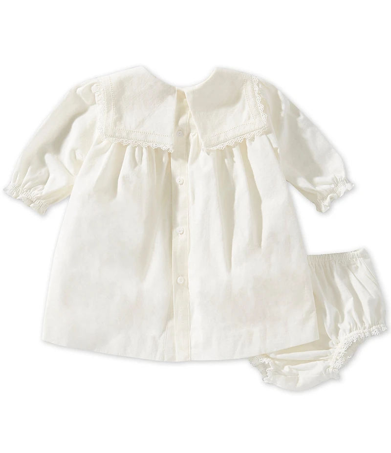 Edgehill Collection x Megan Karp Baby Girls Quinn Embroidered Detail Sailor Long Sleeve Dress