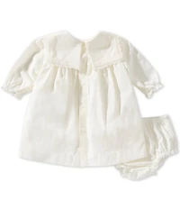 Edgehill Collection x Megan Karp Baby Girls Quinn Embroidered Detail Sailor Long Sleeve Dress