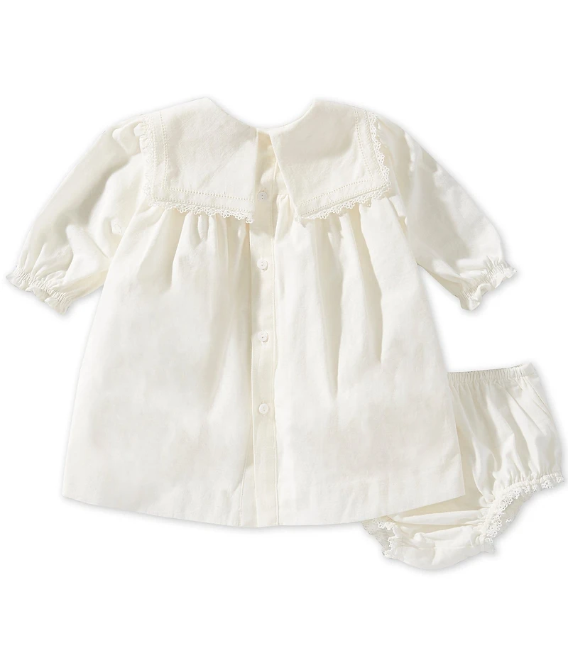Edgehill Collection x Megan Karp Baby Girls Quinn Embroidered Detail Sailor Long Sleeve Dress