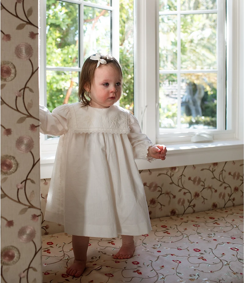 Edgehill Collection x Megan Karp Baby Girls Quinn Embroidered Detail Sailor Long Sleeve Dress