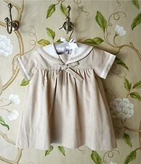 Edgehill Collection x Megan Karp Baby Girls James Sailor Short Sleeve Bow Detail Dress