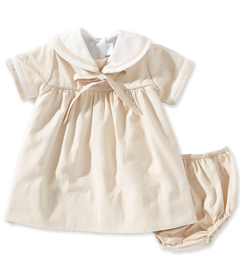 Edgehill Collection x Megan Karp Baby Girls James Sailor Short Sleeve Bow Detail Dress