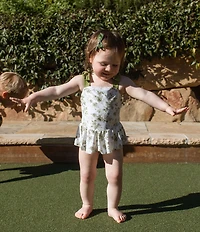 Edgehill Collection x Megan Karp Baby Girls June Floral Bow Tie Detail One Piece Swimsuit