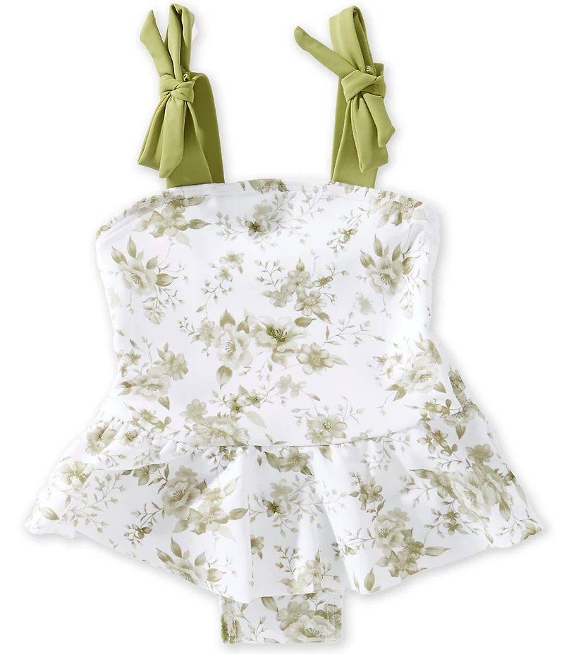 Edgehill Collection x Megan Karp Baby Girls June Floral Bow Tie Detail One Piece Swimsuit