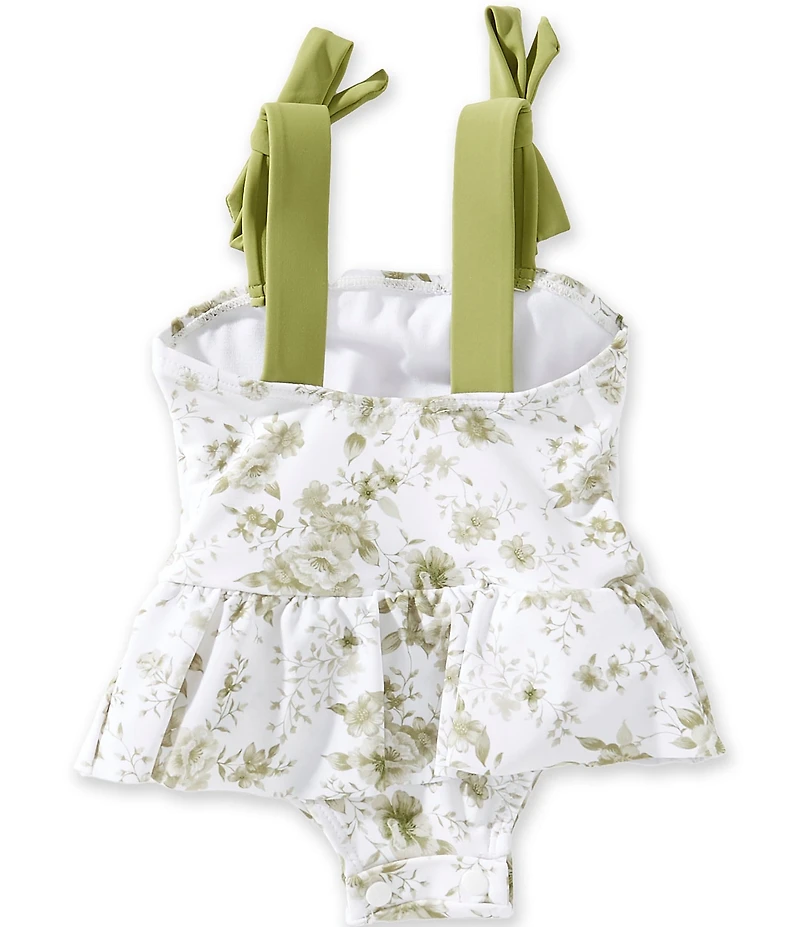 Edgehill Collection x Megan Karp Baby Girls June Floral Bow Tie Detail One Piece Swimsuit