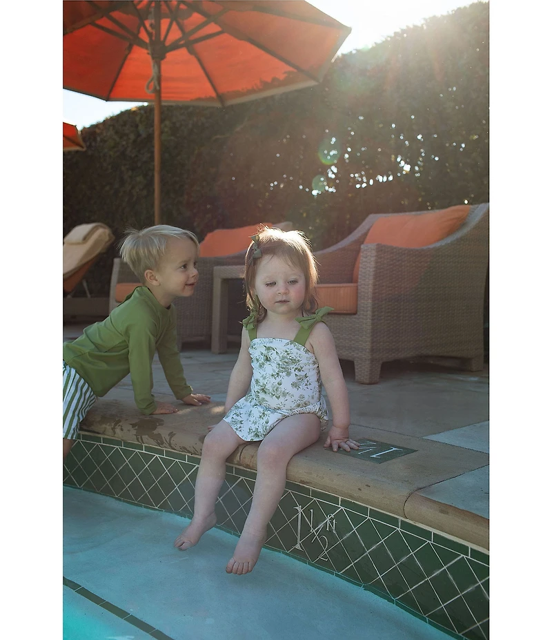Edgehill Collection x Megan Karp Baby Girls June Floral Bow Tie Detail One Piece Swimsuit