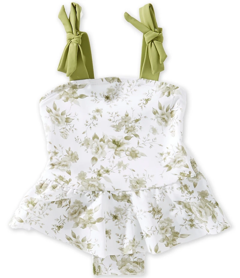 Edgehill Collection x Megan Karp Baby Girls June Floral Bow Tie Detail One Piece Swimsuit