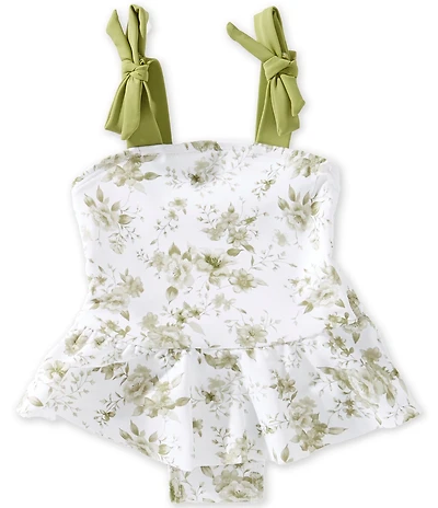 Edgehill Collection x Megan Karp Baby Girls June Floral Bow Tie Detail One Piece Swimsuit