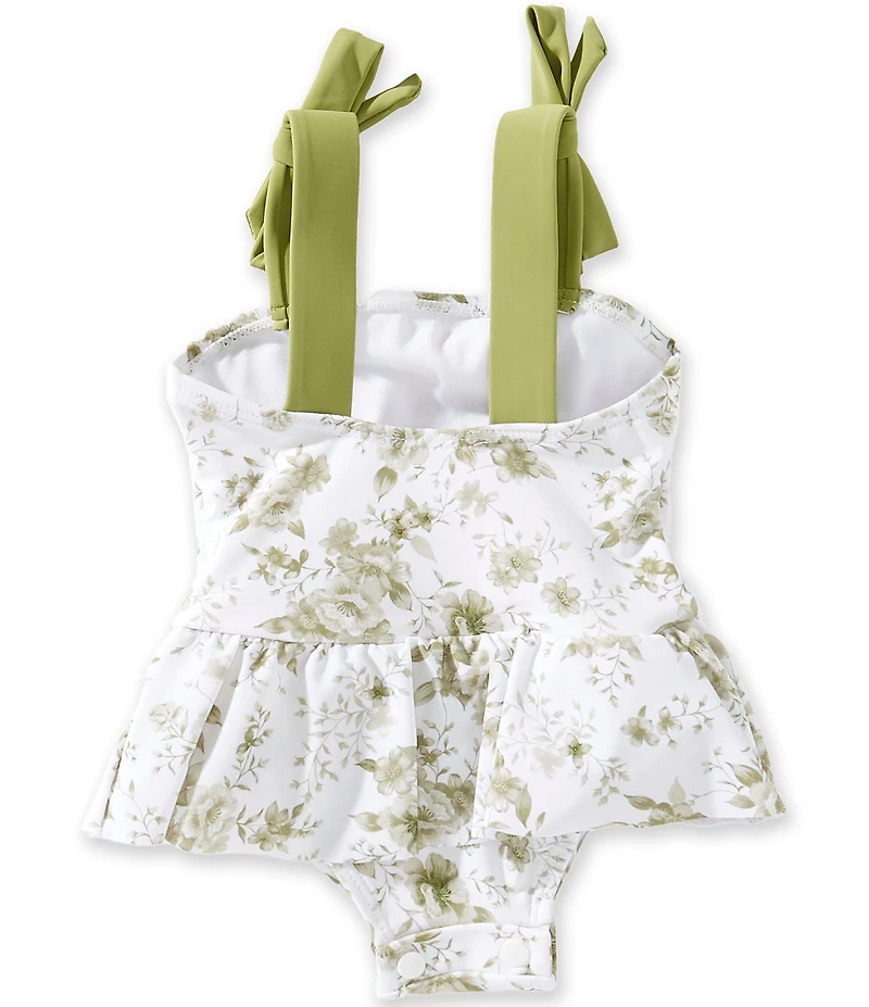 Edgehill Collection x Megan Karp Baby Girls June Floral Bow Tie Detail One Piece Swimsuit