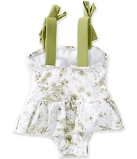 Edgehill Collection x Megan Karp Baby Girls June Floral Bow Tie Detail One Piece Swimsuit