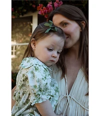 Edgehill Collection x Megan Karp Baby Girls Kennedy Floral Peter Pan Collar Bow Detail Romper