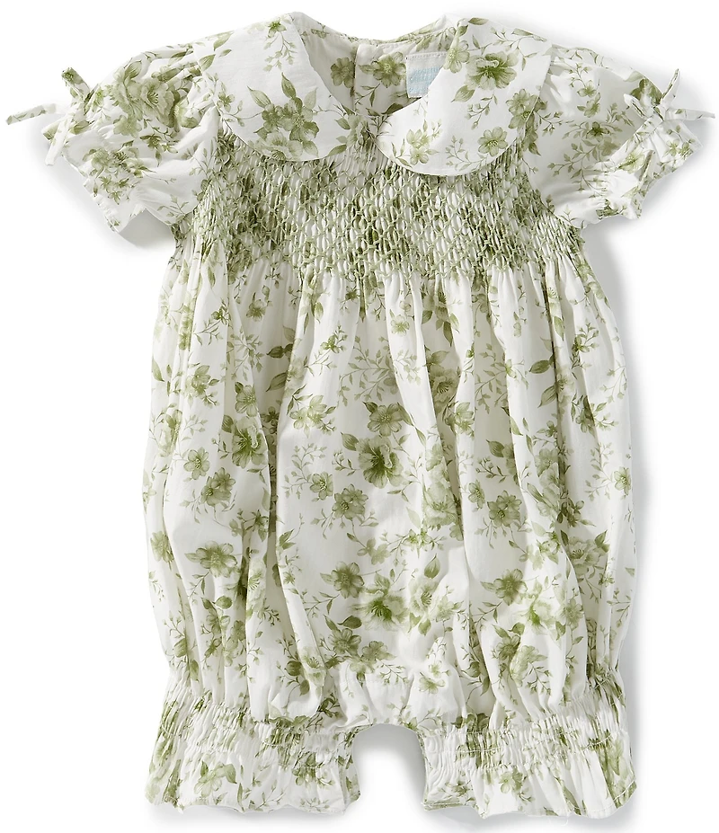 Edgehill Collection x Megan Karp Baby Girls Kennedy Floral Peter Pan Collar Bow Detail Romper