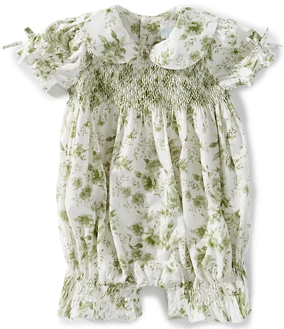 Edgehill Collection x Megan Karp Baby Girls Kennedy Floral Peter Pan Collar Bow Detail Romper