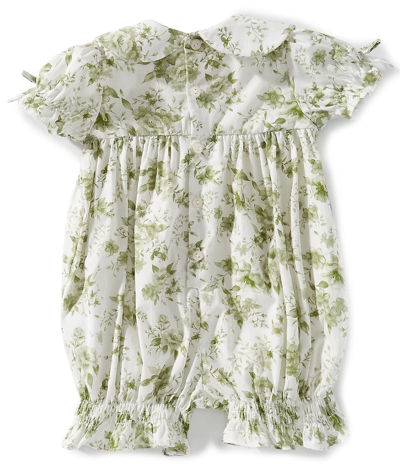 Edgehill Collection x Megan Karp Baby Girls Kennedy Floral Peter Pan Collar Bow Detail Romper