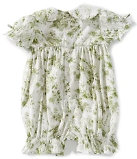 Edgehill Collection x Megan Karp Baby Girls Kennedy Floral Peter Pan Collar Bow Detail Romper