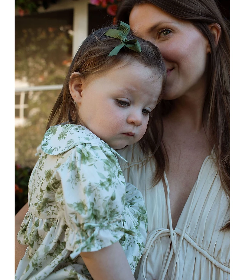 Edgehill Collection x Megan Karp Baby Girls Kennedy Floral Peter Pan Collar Bow Detail Romper