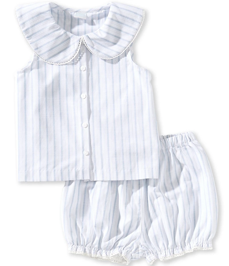 Edgehill Collection x Megan Karp Baby Girls Leigh Peter Pan Collar Sleeveless Stripe Top & Shorts Set