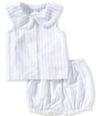 Edgehill Collection x Megan Karp Baby Girls Leigh Peter Pan Collar Sleeveless Stripe Top & Shorts Set