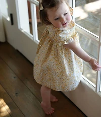 Edgehill Collection x Megan Karp Baby Girls Rosie Floral Peter Pan Collar Smocked Dress