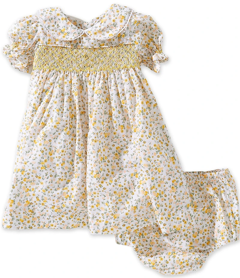 Edgehill Collection x Megan Karp Baby Girls Rosie Floral Peter Pan Collar Smocked Dress