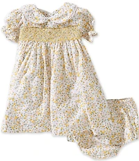 Edgehill Collection x Megan Karp Baby Girls Rosie Floral Peter Pan Collar Smocked Dress