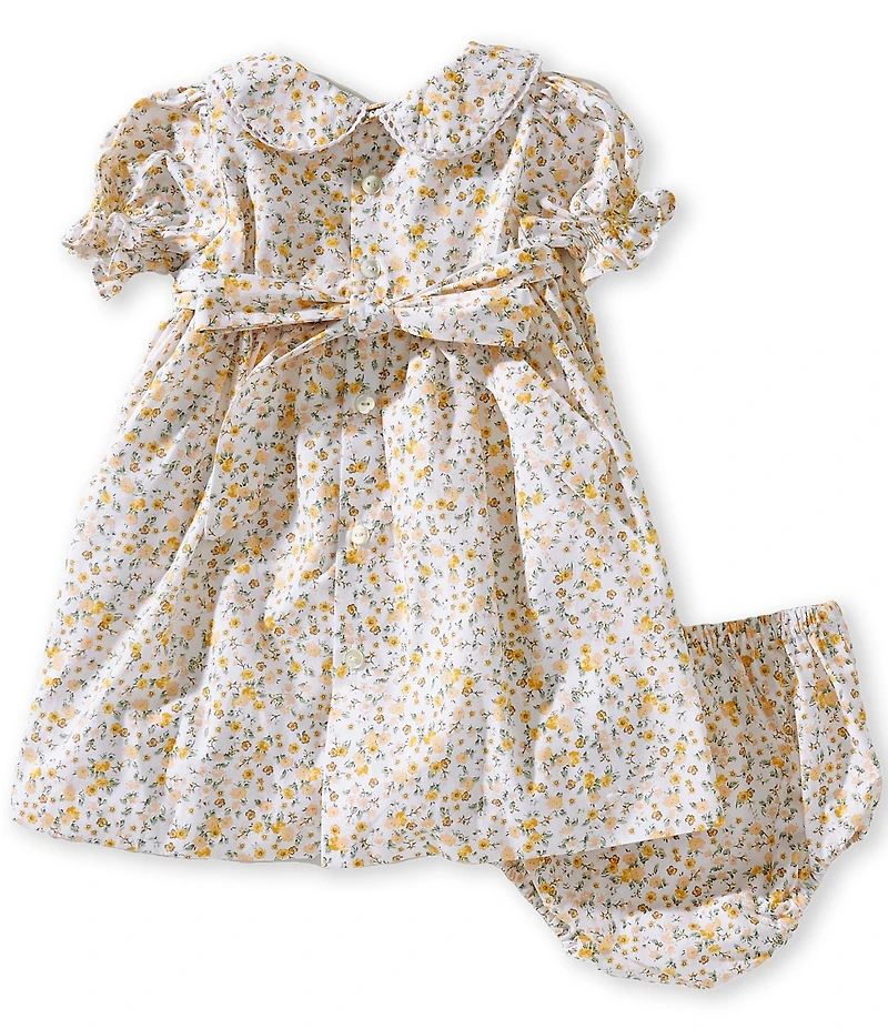 Edgehill Collection x Megan Karp Baby Girls Rosie Floral Peter Pan Collar Smocked Dress
