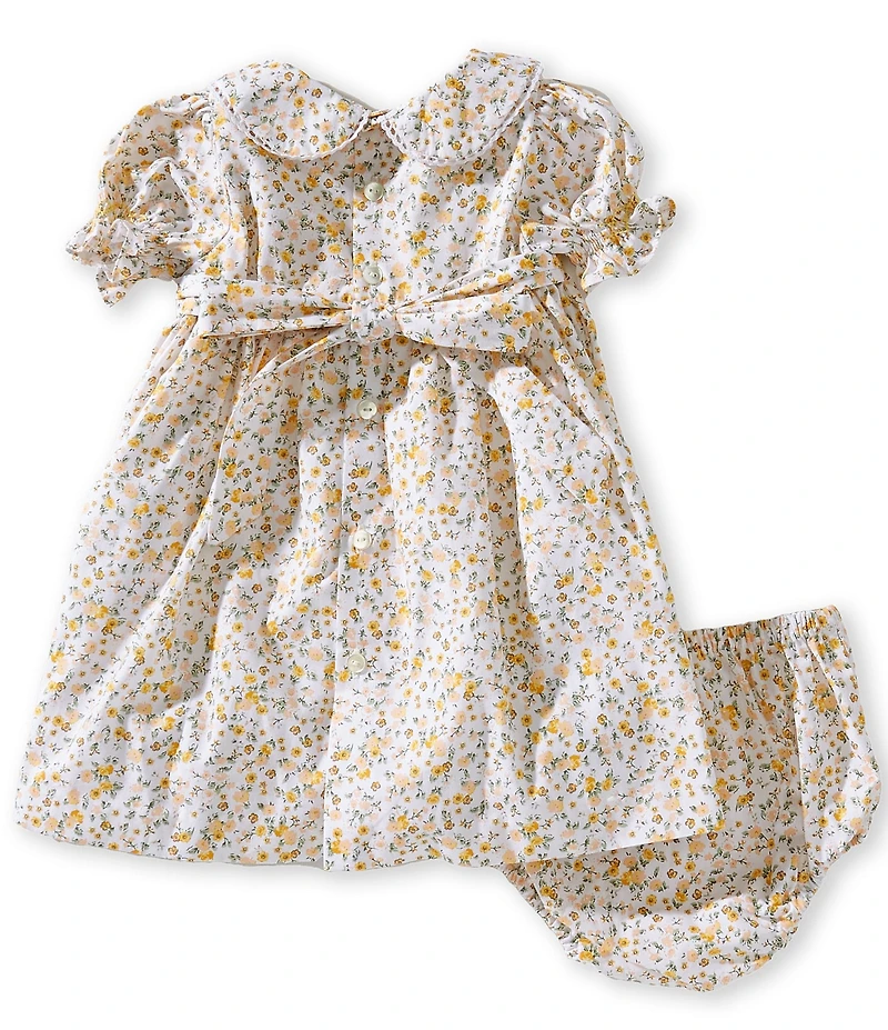Edgehill Collection x Megan Karp Baby Girls Rosie Floral Peter Pan Collar Smocked Dress