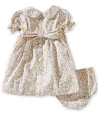 Edgehill Collection x Megan Karp Baby Girls Rosie Floral Peter Pan Collar Smocked Dress
