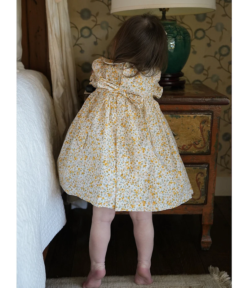 Edgehill Collection x Megan Karp Baby Girls Rosie Floral Peter Pan Collar Smocked Dress