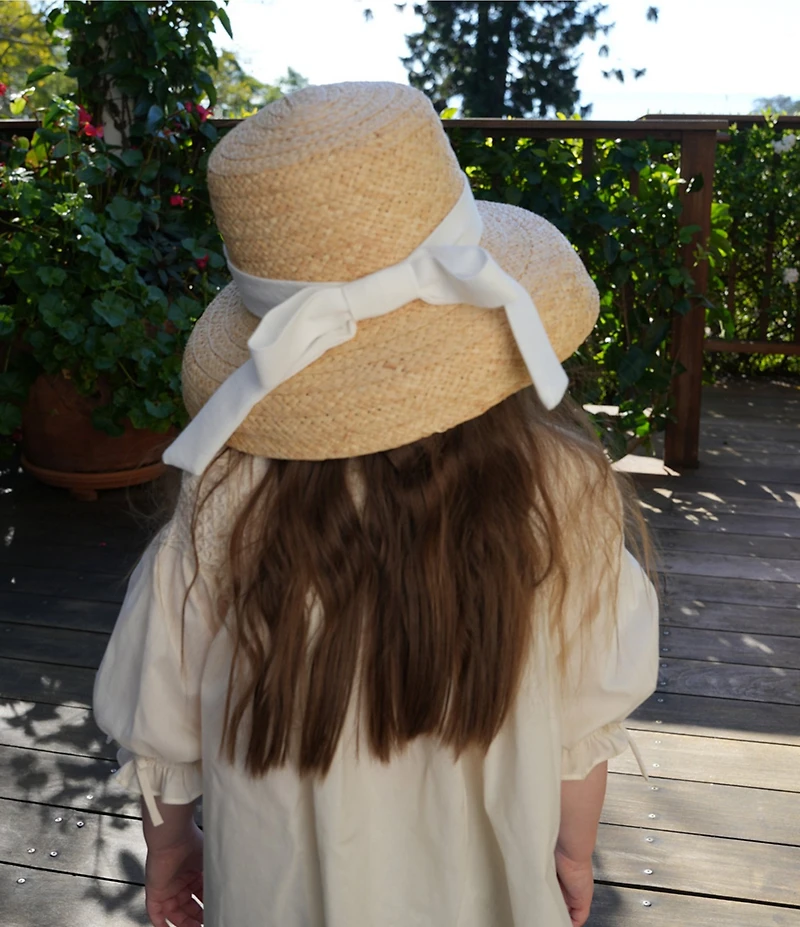 Edgehill Collection x Megan Karp Girls Alexandra Straw Bow Detail Sun Hat