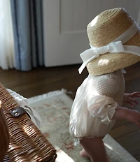 Edgehill Collection x Megan Karp Girls Alexandra Straw Bow Detail Sun Hat