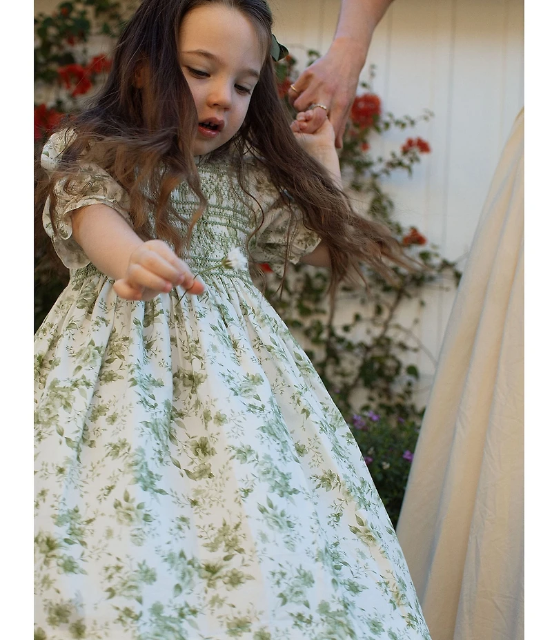 Edgehill Collection x Megan Karp Girls Kennedy Floral Bow Detail Dress