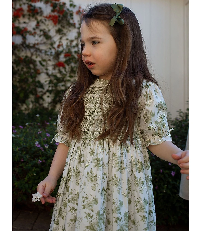 Edgehill Collection x Megan Karp Girls Kennedy Floral Bow Detail Dress