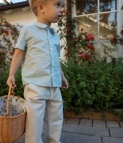 Edgehill Collection x Megan Karp Little Boys Dax Linen Blend Floral Shirt & Pants Set