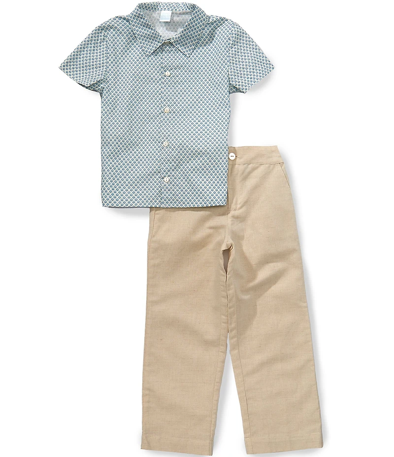 Edgehill Collection x Megan Karp Little Boys Dax Linen Blend Floral Shirt & Pants Set